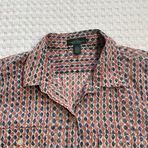 Lauren Jeans Co Ralph Lauren LRL Shirt Large Womens Diamond Geometric Cotton